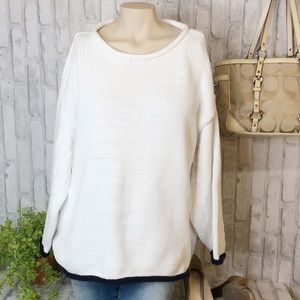LOU & GREY White Knit Oversized Sweater
